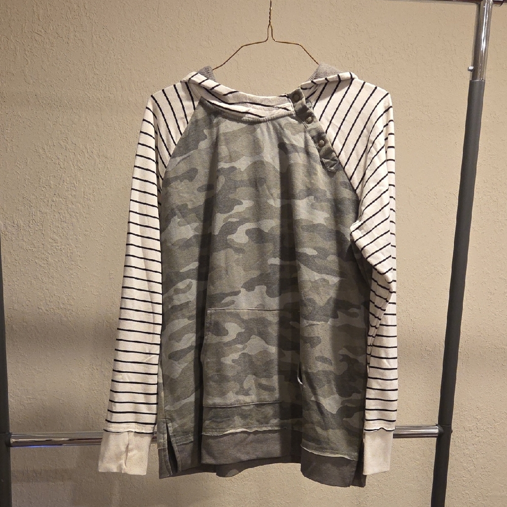 Striped and Camouflage Hoodie